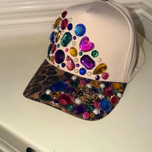 Embellished Leopard Print Baseball Cap - Multicolor - Picture 3 of 4